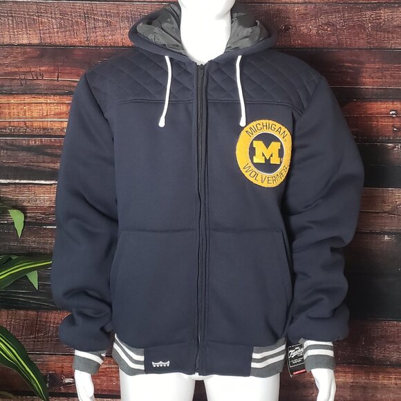 Franchise Club Mens Size XL Michigan Wolverines Sport Hooded Coat Jacket Navy - Picture 2 of 11